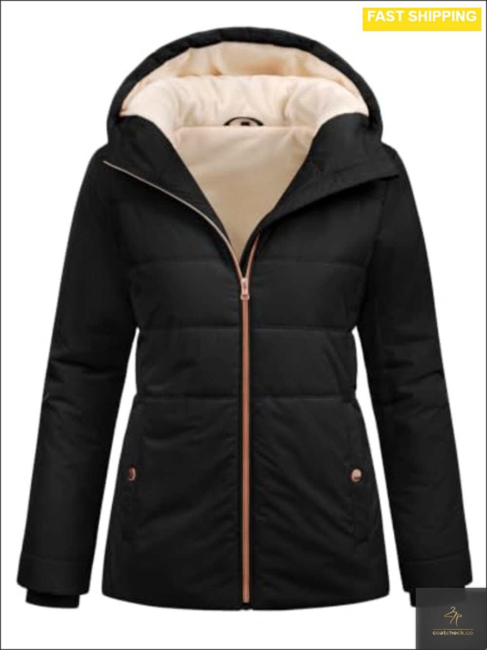 Women's Lightweight Hooded Puffer Jacket Fleece Lined Winter Coat